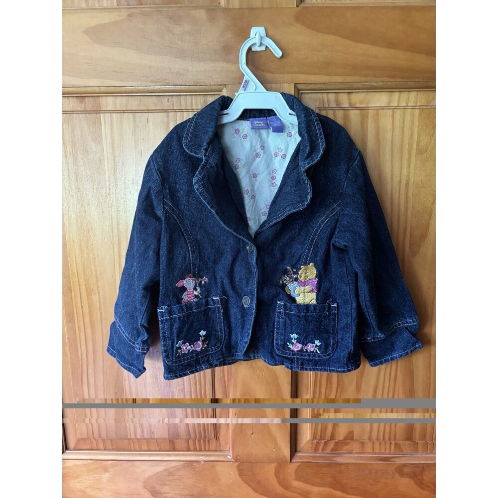 Vintage Winnie The Pooh Toddler Size 3T Denim Jacket Embroidered Disney
